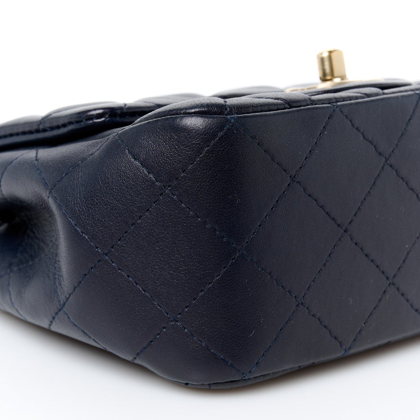 Lambskin Quilted Mini Square Flap Navy