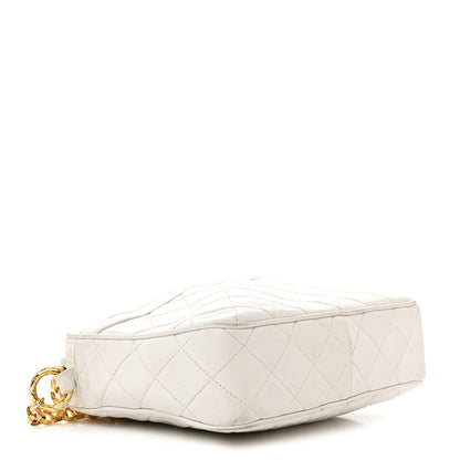 Lambskin Quilted Tassel Camera Case White