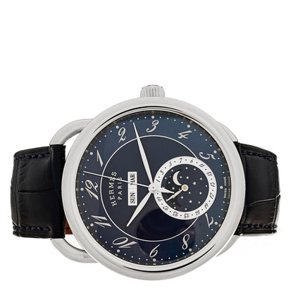 Stainless Steel Alligator 43mm Arceau Grande Lune Automatic Watch Bleu Abysse