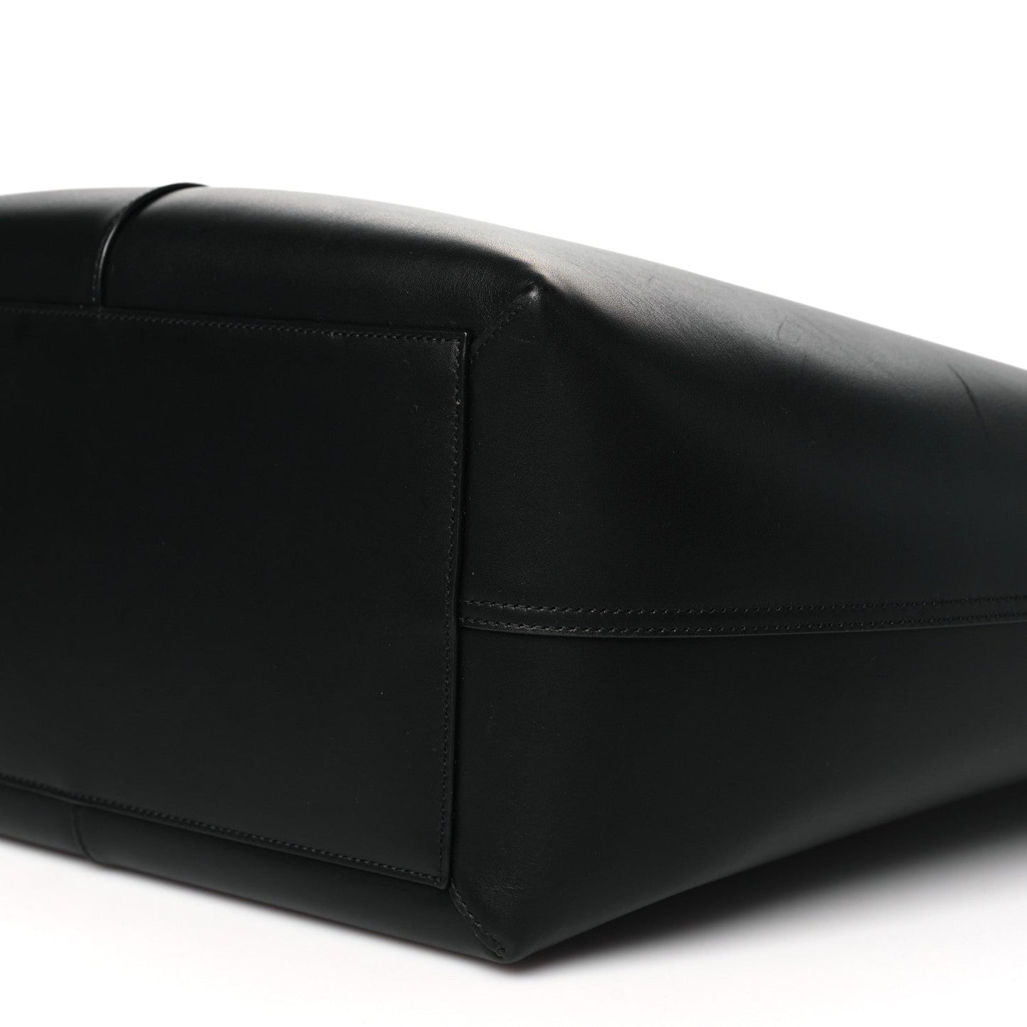 Smooth Calfskin Maxi Trapezoid Shopping Tote Black