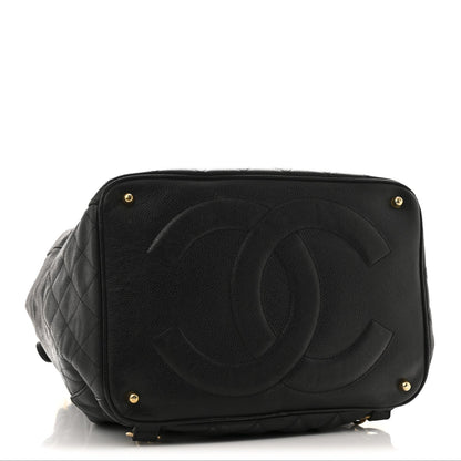 Caviar Quilted Drawstring Backpack Black