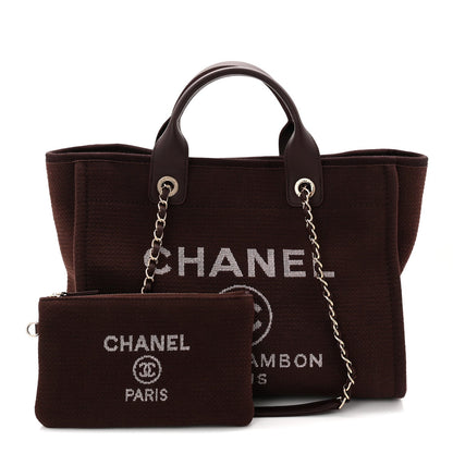 Mixed Fibers Calfskin Small Deauville Tote Burgundy