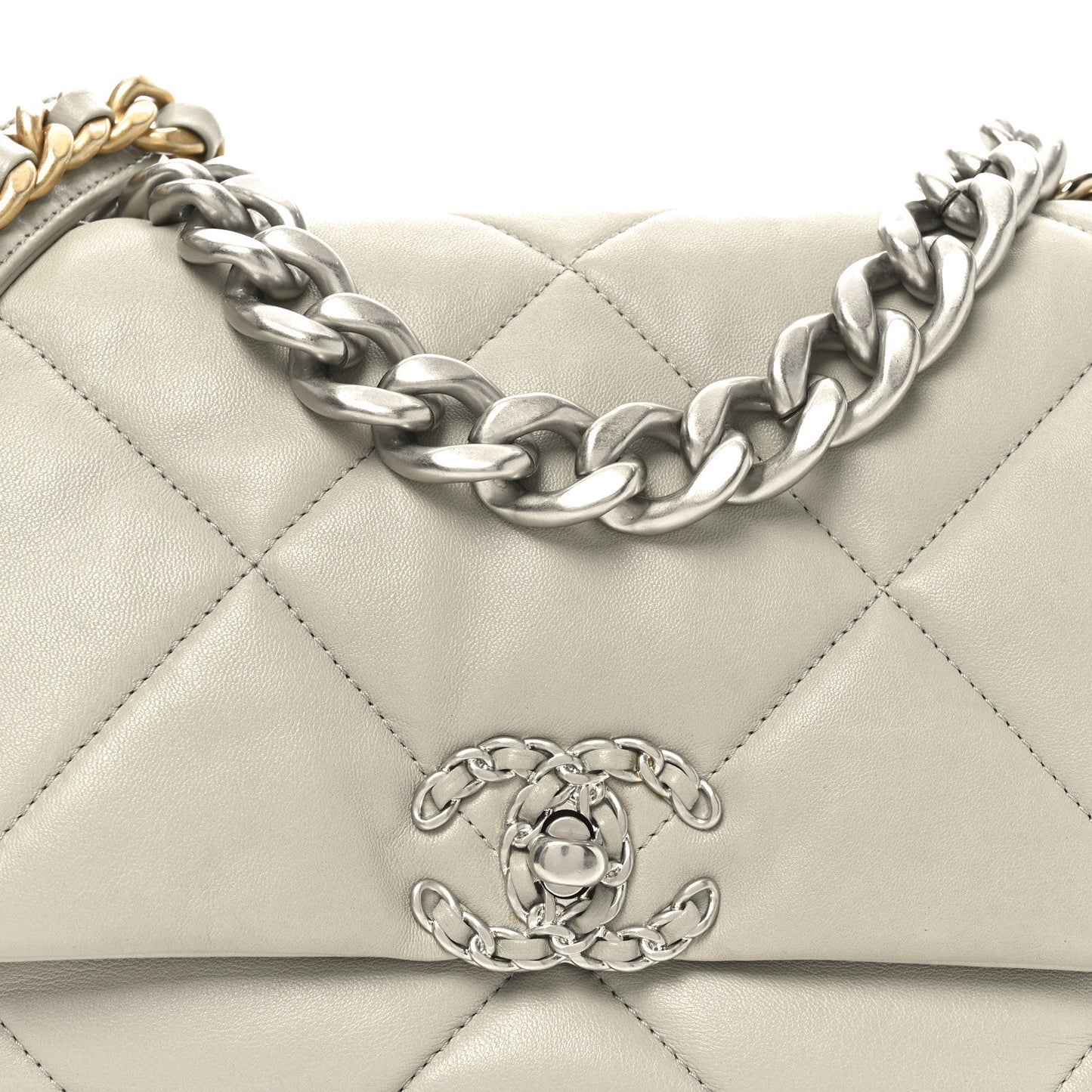 Lambskin Quilted Large Chanel 19 Flap Grey