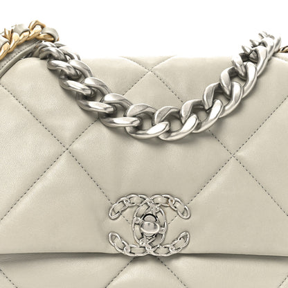 Lambskin Quilted Large Chanel 19 Flap Grey