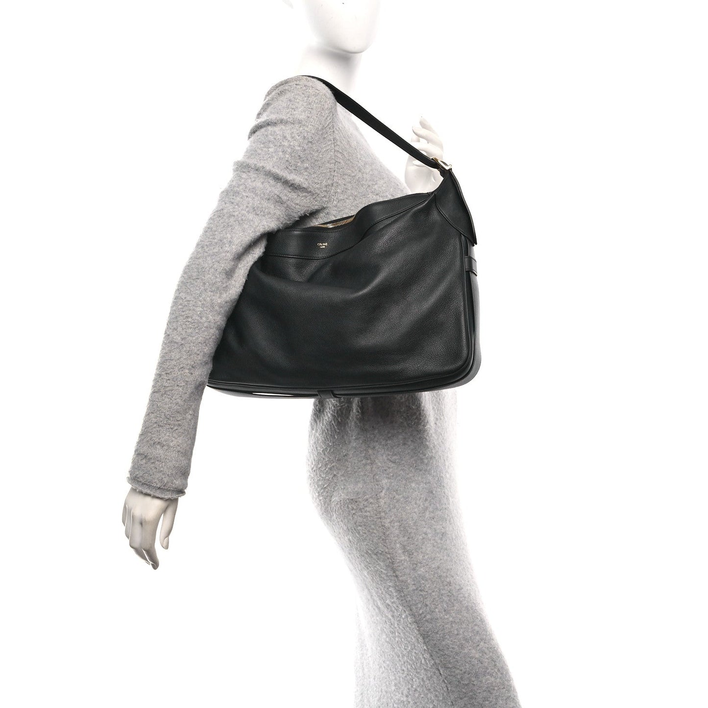 Supple Calfskin Large Romy Shoulder Bag Black