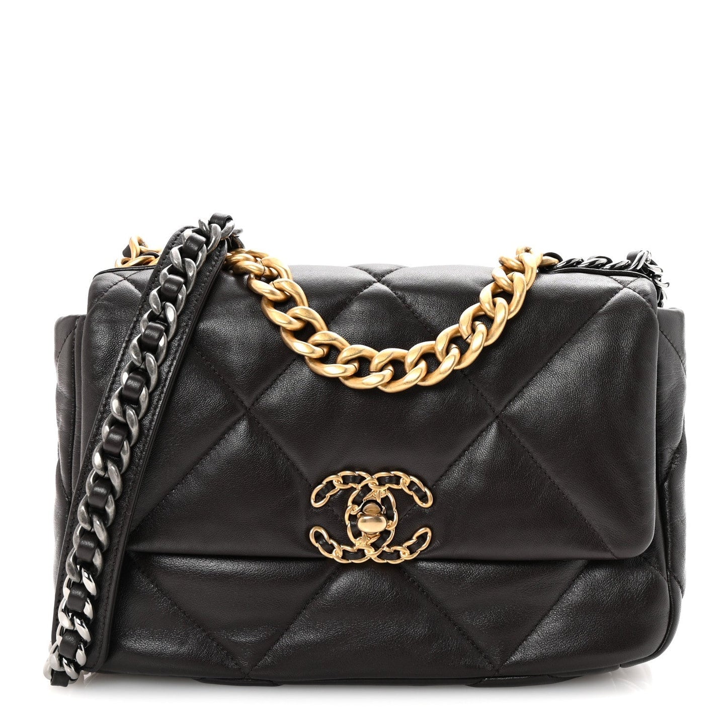Lambskin Quilted Medium Chanel 19 Flap Dark Brown