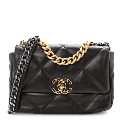 Lambskin Quilted Medium Chanel 19 Flap Dark Brown