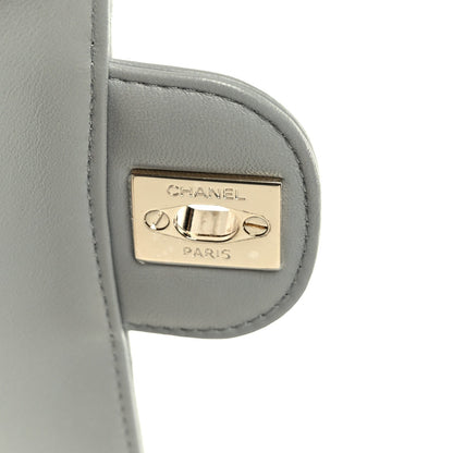 Lambskin Chevron Quilted Mini Rectangular Flap Grey