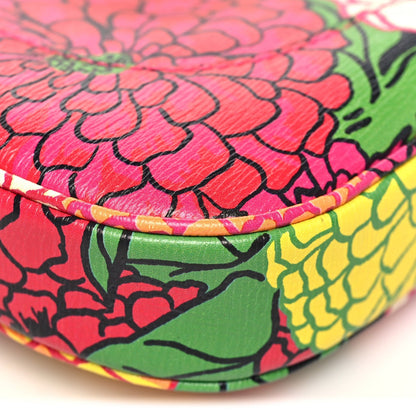 X KEN SCOTT Textured Calfskin Pomponica Print Small Jackie 1961 Hobo Multicolor Fuxia Pompon