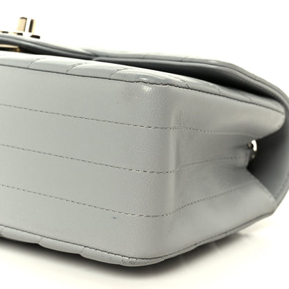 Lambskin Chevron Quilted Mini Rectangular Flap Grey