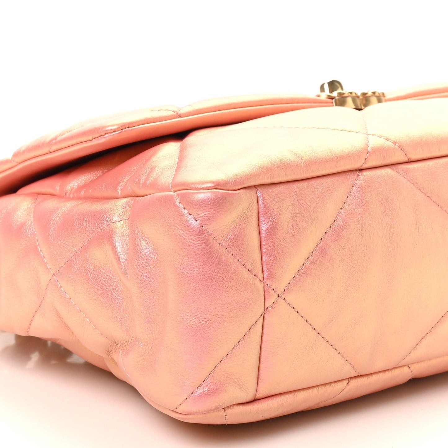 Metallic Lambskin Quilted Large Chanel 19 Flap Pink