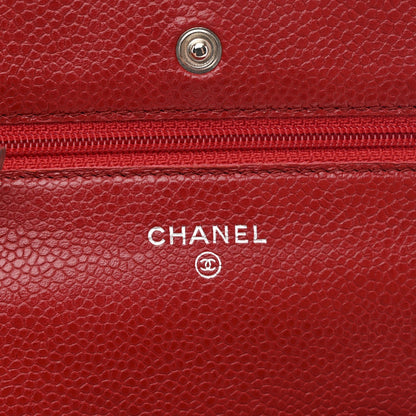 Caviar Quilted Wallet on Chain WOC Red