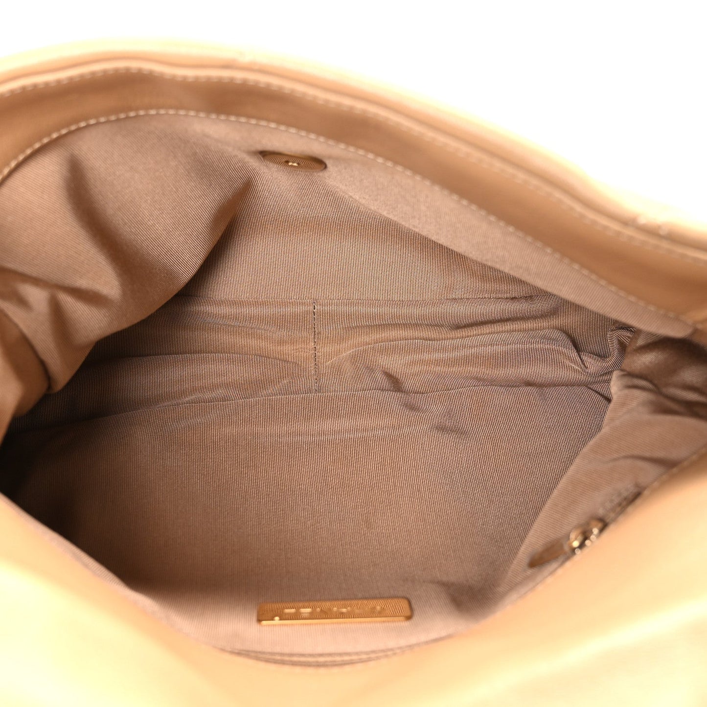 Lambskin Quilted Large Chanel 19 Flap Dark Beige