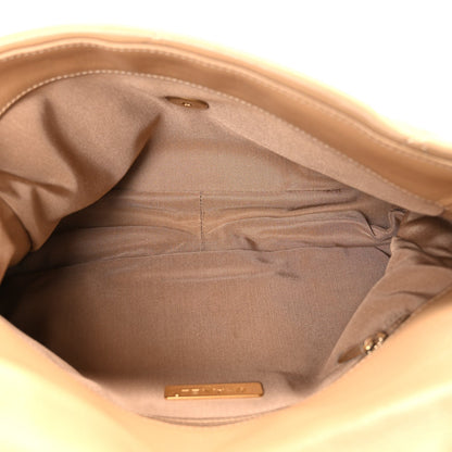 Lambskin Quilted Large Chanel 19 Flap Dark Beige