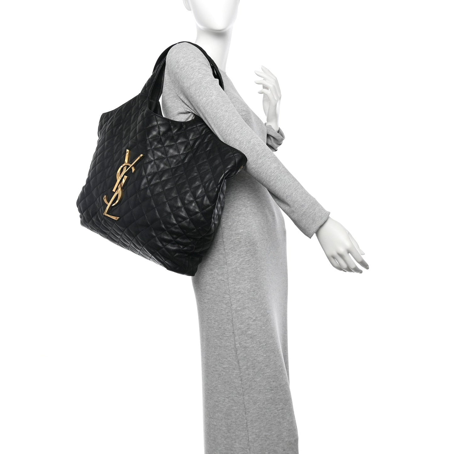 Lambskin Quilted Maxi Icare Shopping Tote Black