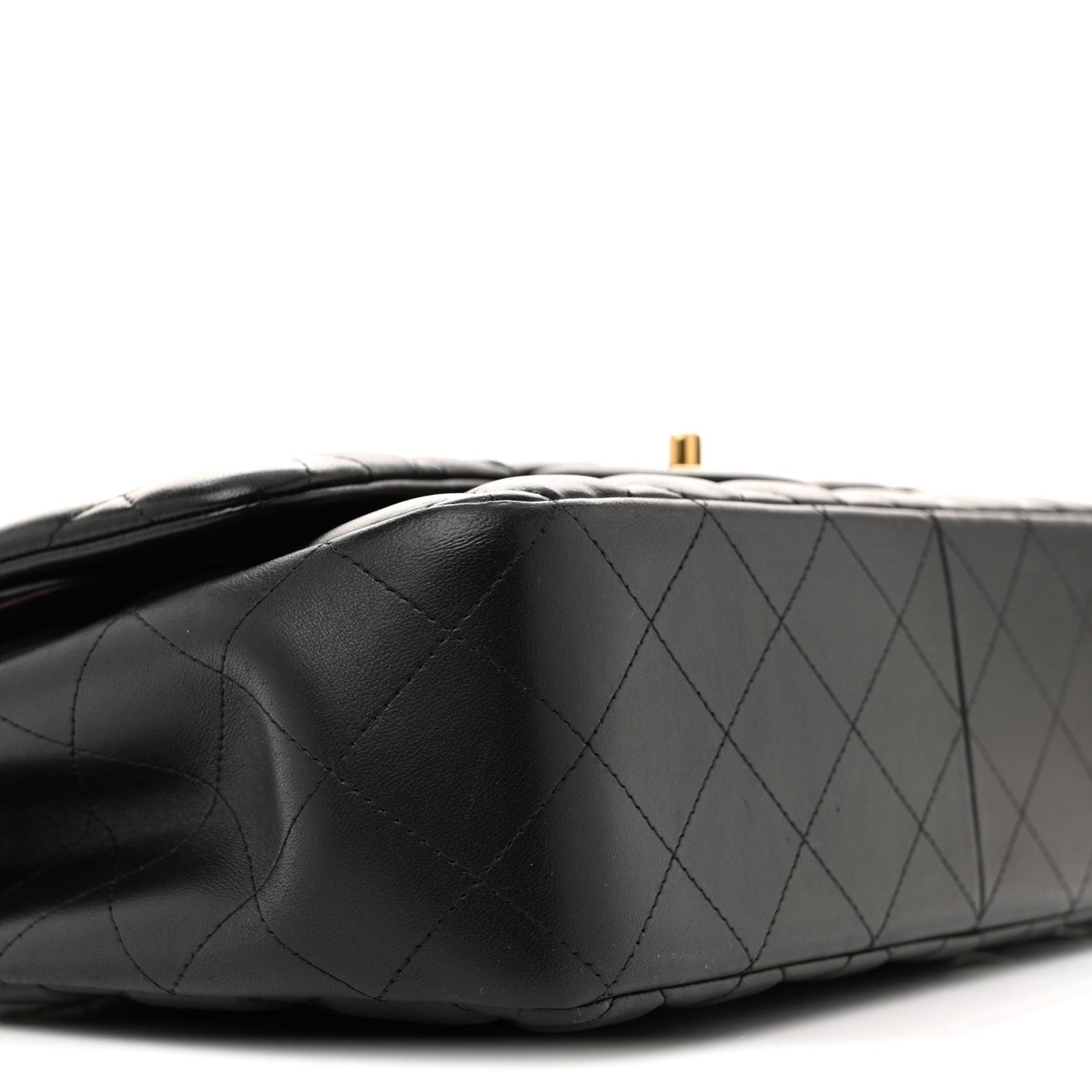 Lambskin Quilted Jumbo Double Flap Black