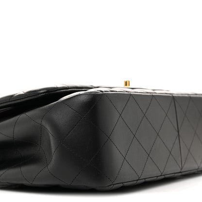 Lambskin Quilted Jumbo Double Flap Black