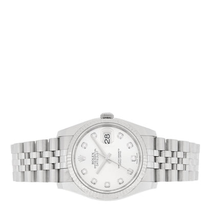 Stainless Steel 18K White Gold Diamond 36mm Oyster Perpetual Datejust Watch Silver 116234