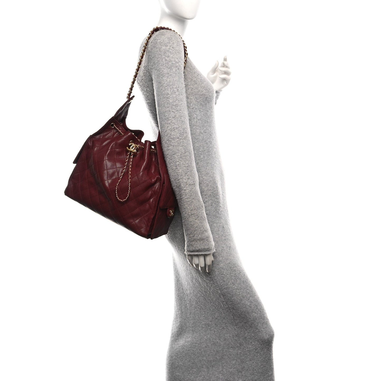 Caviar Quilted Medium Chanel 25 Handbag Burgundy