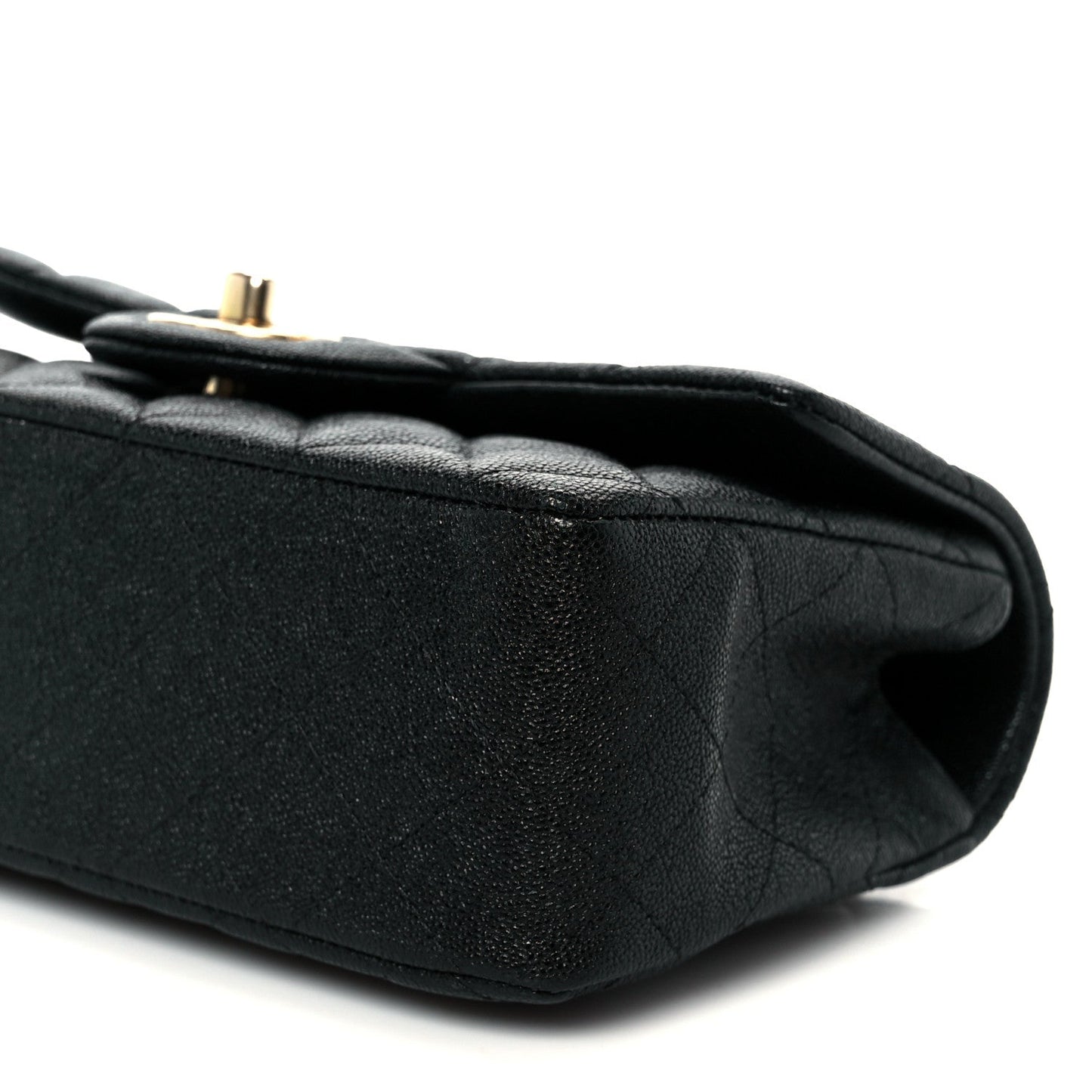 Caviar Quilted Mini Top Handle Rectangular Flap Black