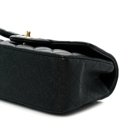 Caviar Quilted Mini Top Handle Rectangular Flap Black