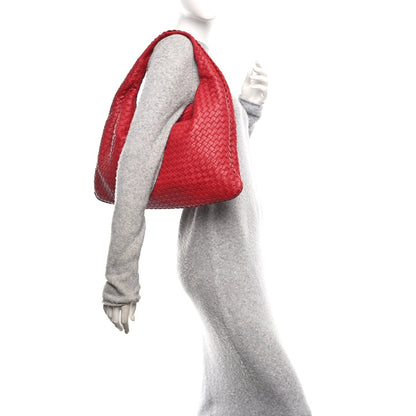 Nappa Intrecciato Large Veneta Hobo Red