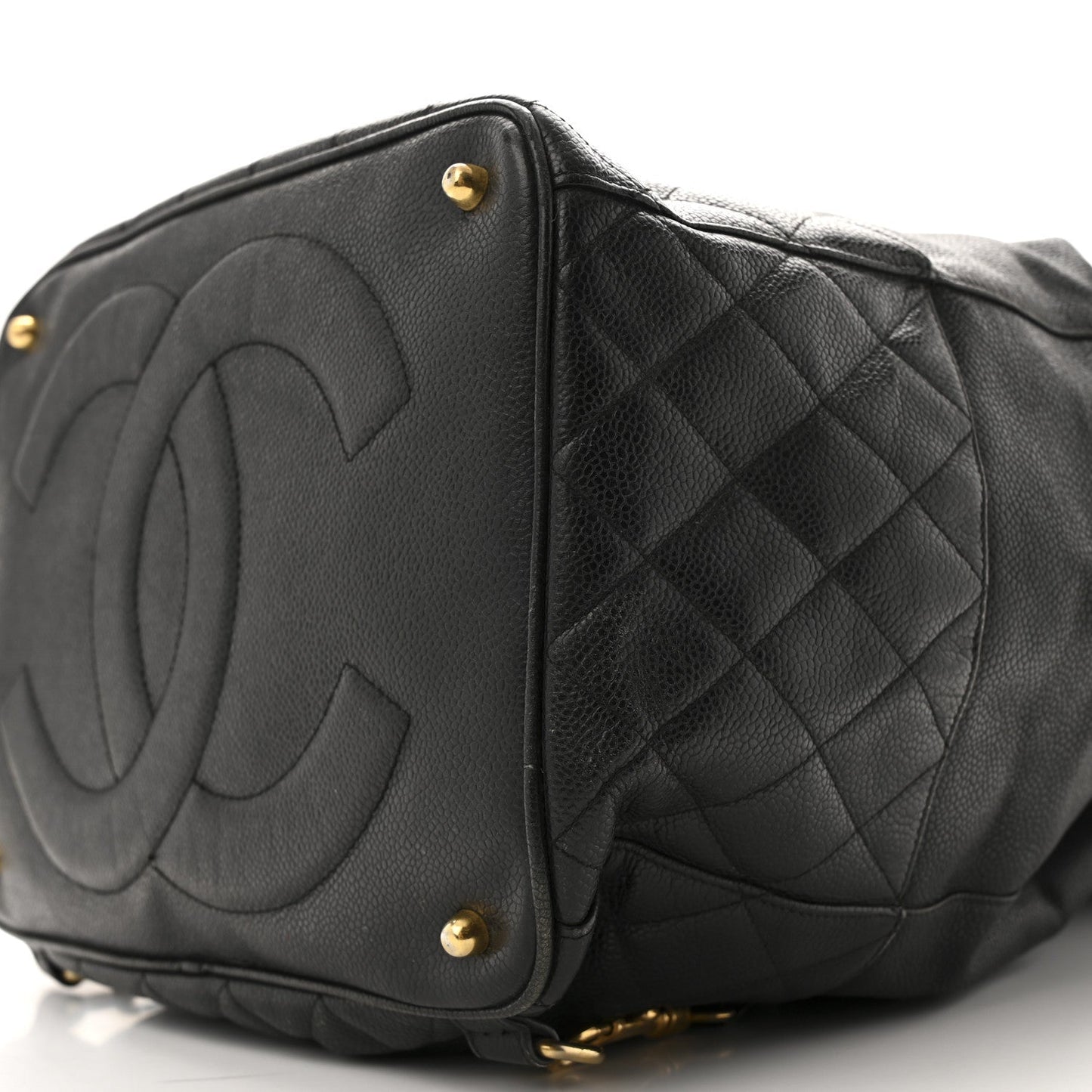 Caviar Quilted Drawstring Backpack Black