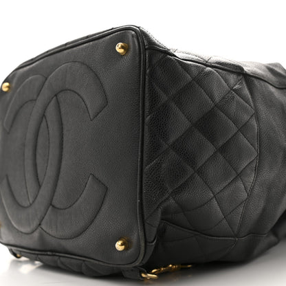 Caviar Quilted Drawstring Backpack Black