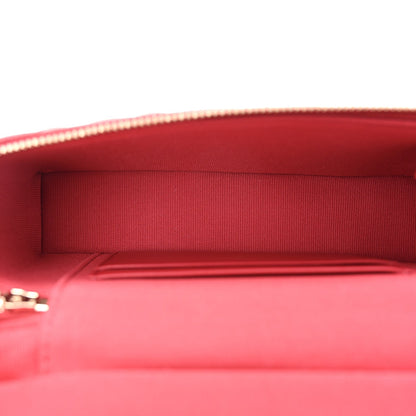 Caviar Quilted Top Handle Slim Vanity With Chain Red