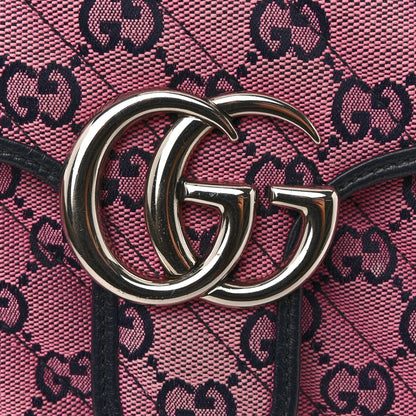 Monogram Multicolor Matelasse Diagonal Small GG Marmont Shoulder Bag Pink Blue