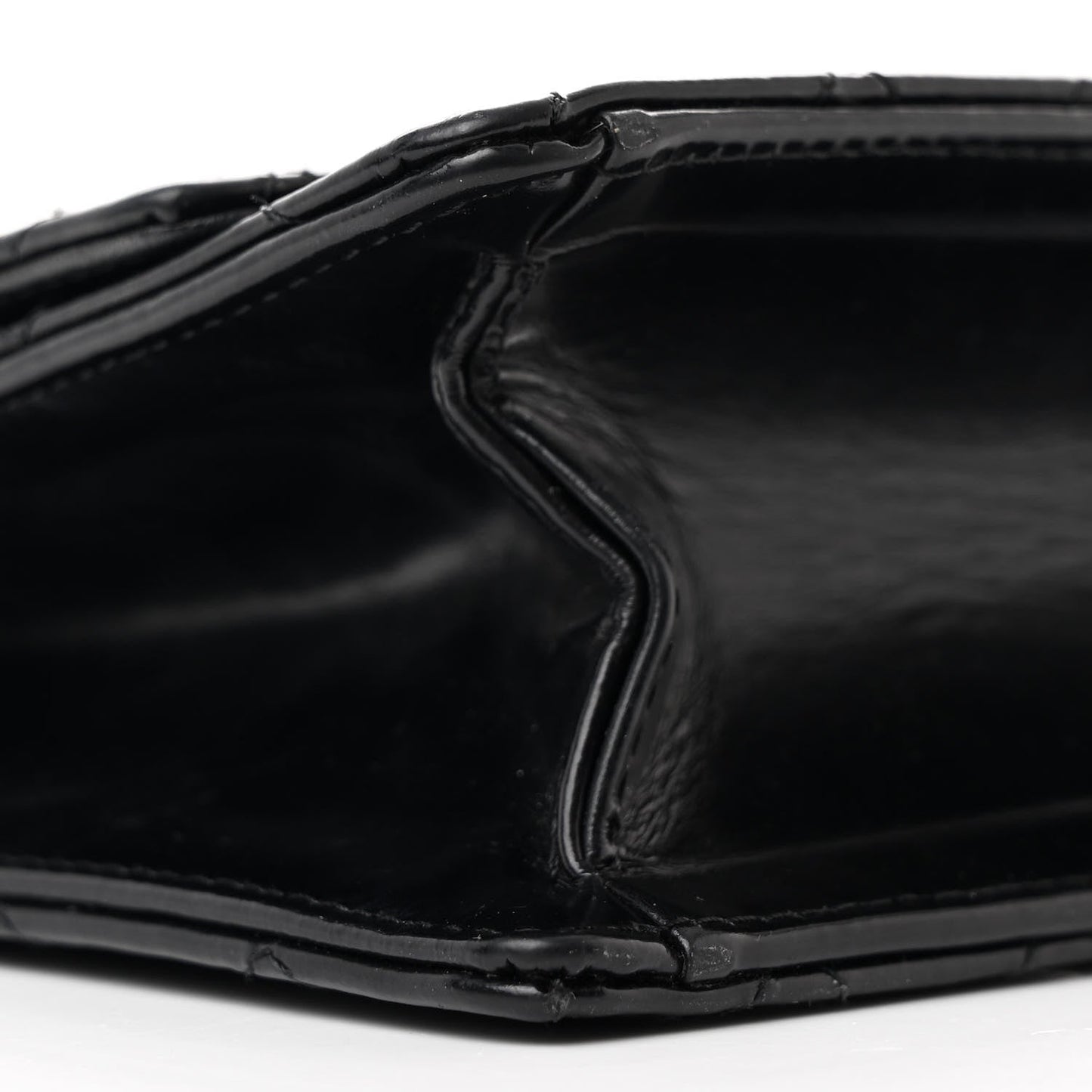 Patent Calfskin Quilted Mini Square Flap Black