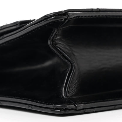 Patent Calfskin Quilted Mini Square Flap Black