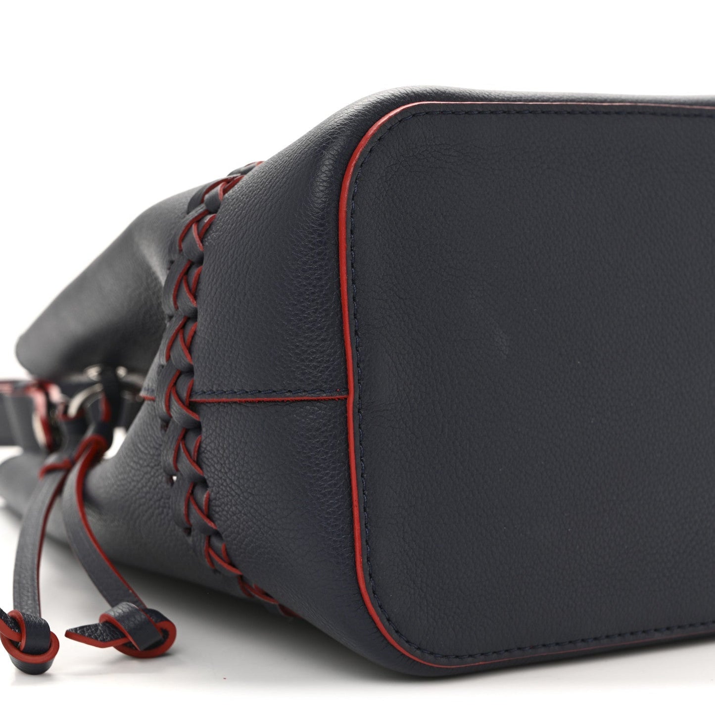 Soft Calfskin Braided Lockme Bucket Marine Rouge