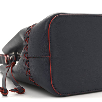 Soft Calfskin Braided Lockme Bucket Marine Rouge