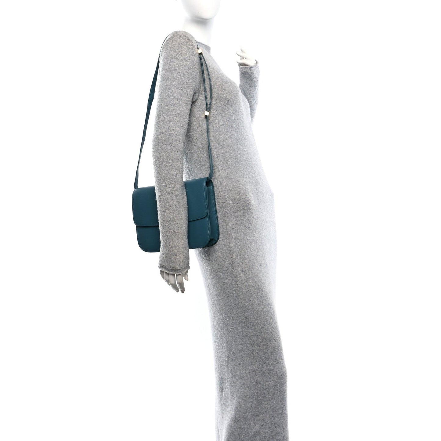 Liege Calfskin Medium Classic Box Flap Bag Blue Slate