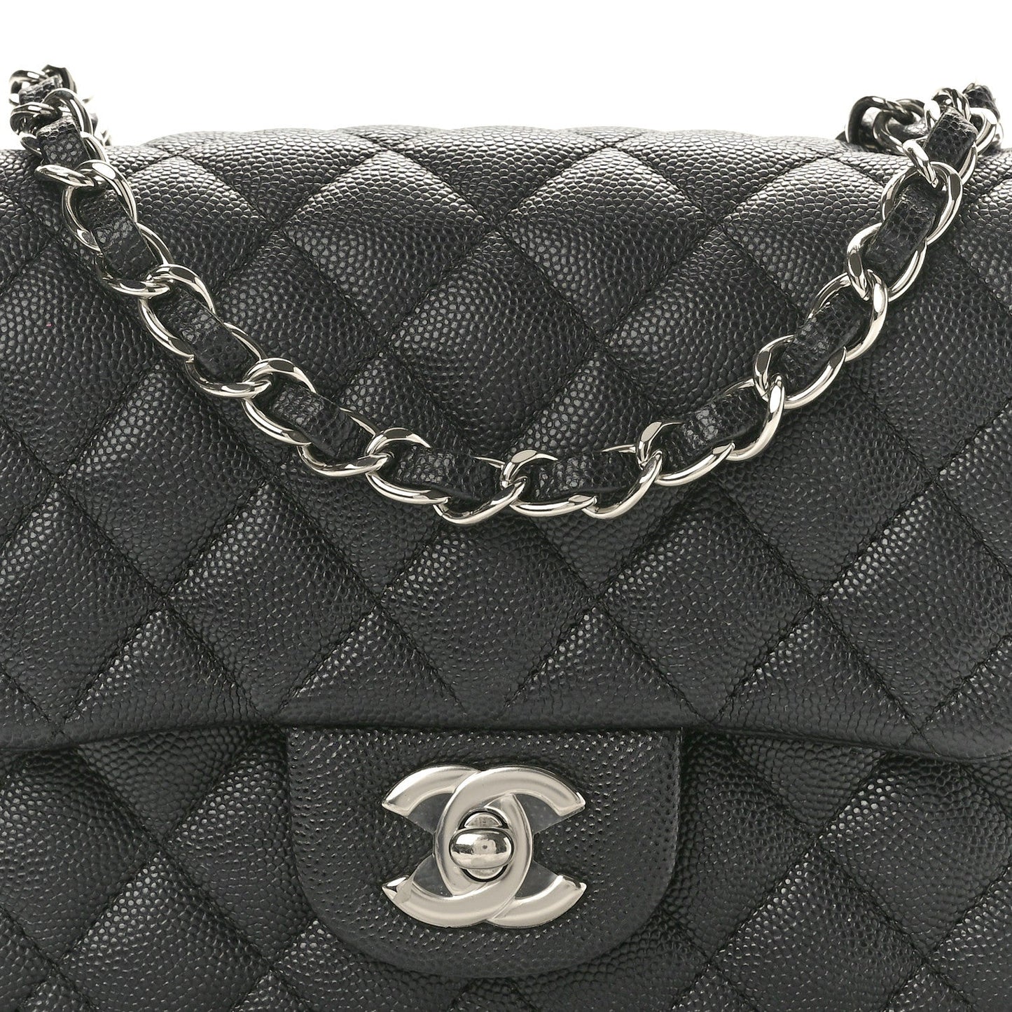 Caviar Quilted Mini Square Flap Black