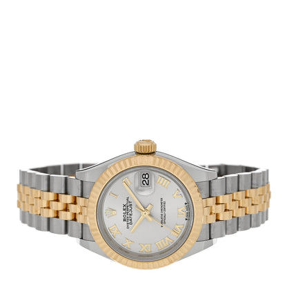 Stainless Steel 18K Yellow Gold 28mm Oyster Perpetual Datejust Watch Silver Roman 279173