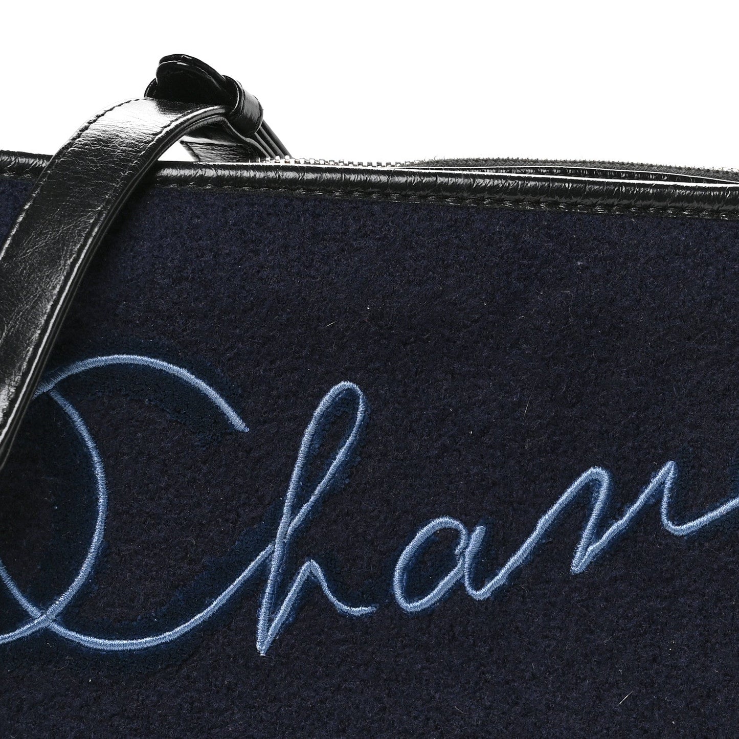 Calfskin Wool Embroidered Paris Hamburg Small Gabrielle Hobo Dark Navy Blue