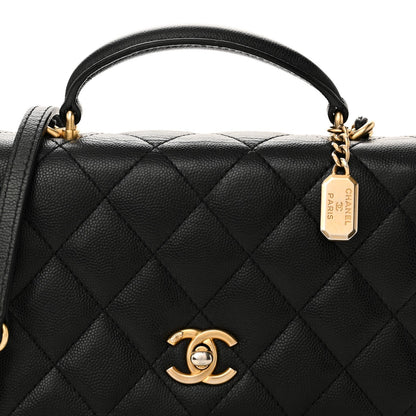 Caviar Quilted Mini Top Handle Flap Black