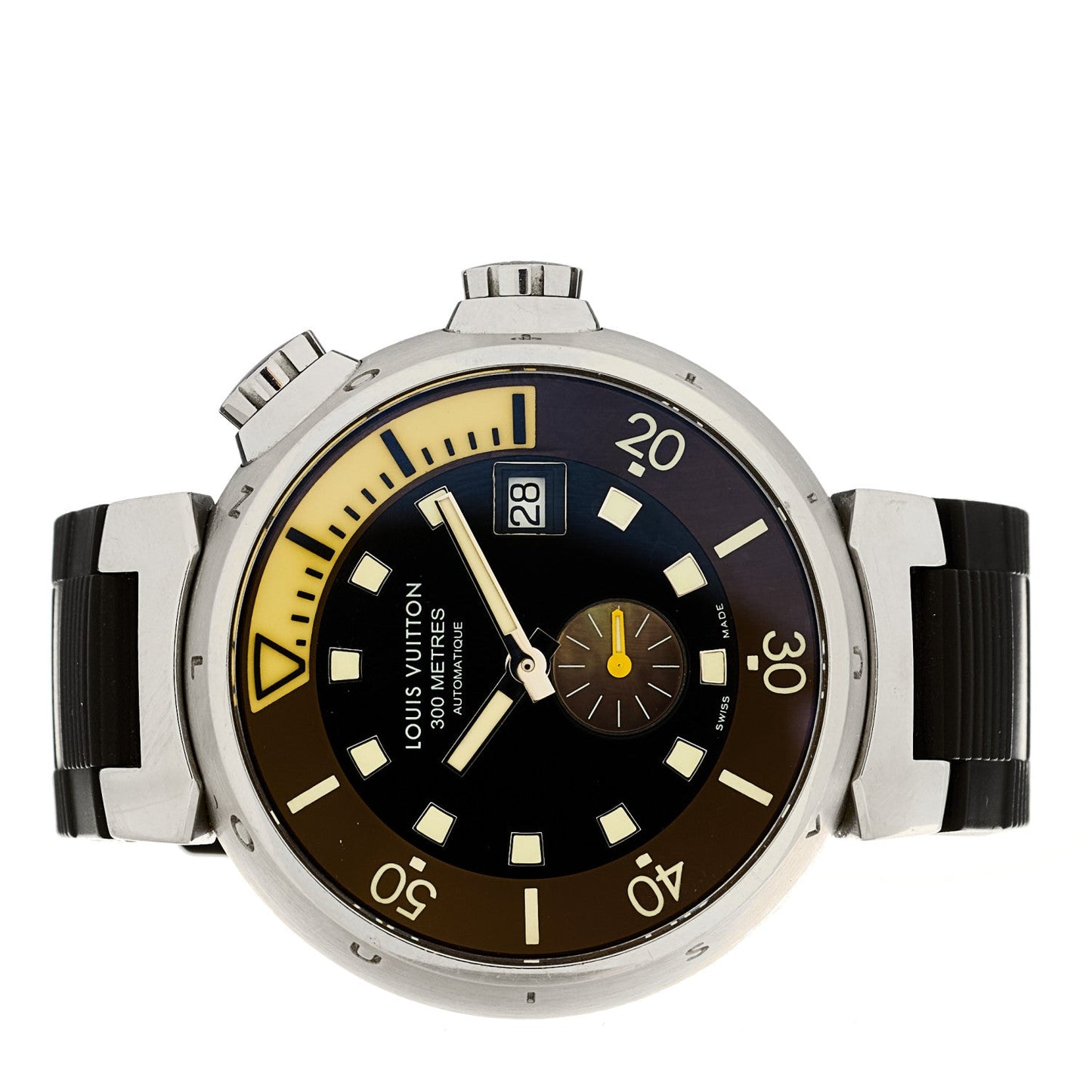 Stainless Steel Rubber 44mm Tambour Street Diver Automatic Watch Black