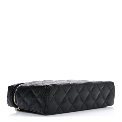 Caviar Quilted Top Handle Slim Vanity With Chain Black
