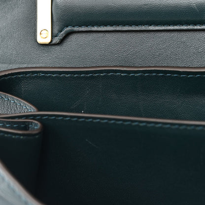 Calfskin Embossed Small Margot Top Handle Divisa Green