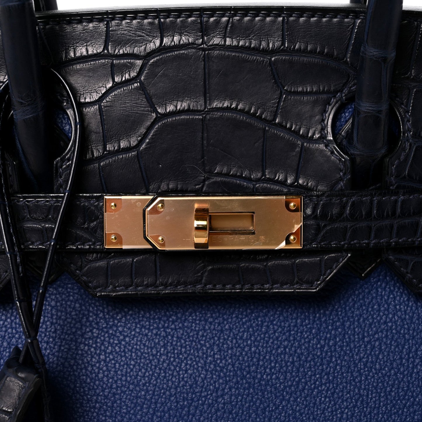 Taurillon Novillo Matte Alligator Birkin Touch 30 Bleu Saphir Bleu Marine