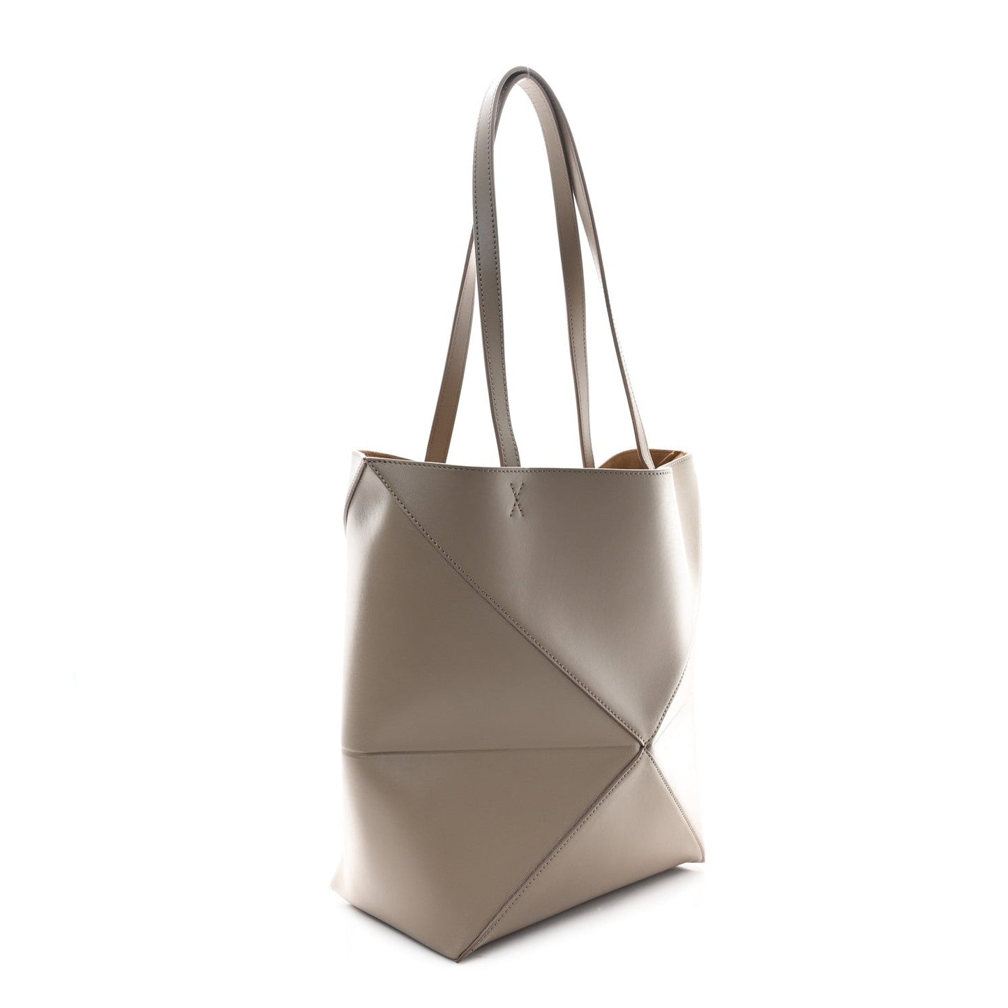 Shiny Calfskin Medium Puzzle Fold Tote Sand