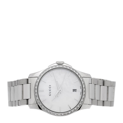 Stainless Steel Diamond Bezel Mother of Pearl 28mm G-Timeless Quartz Watch