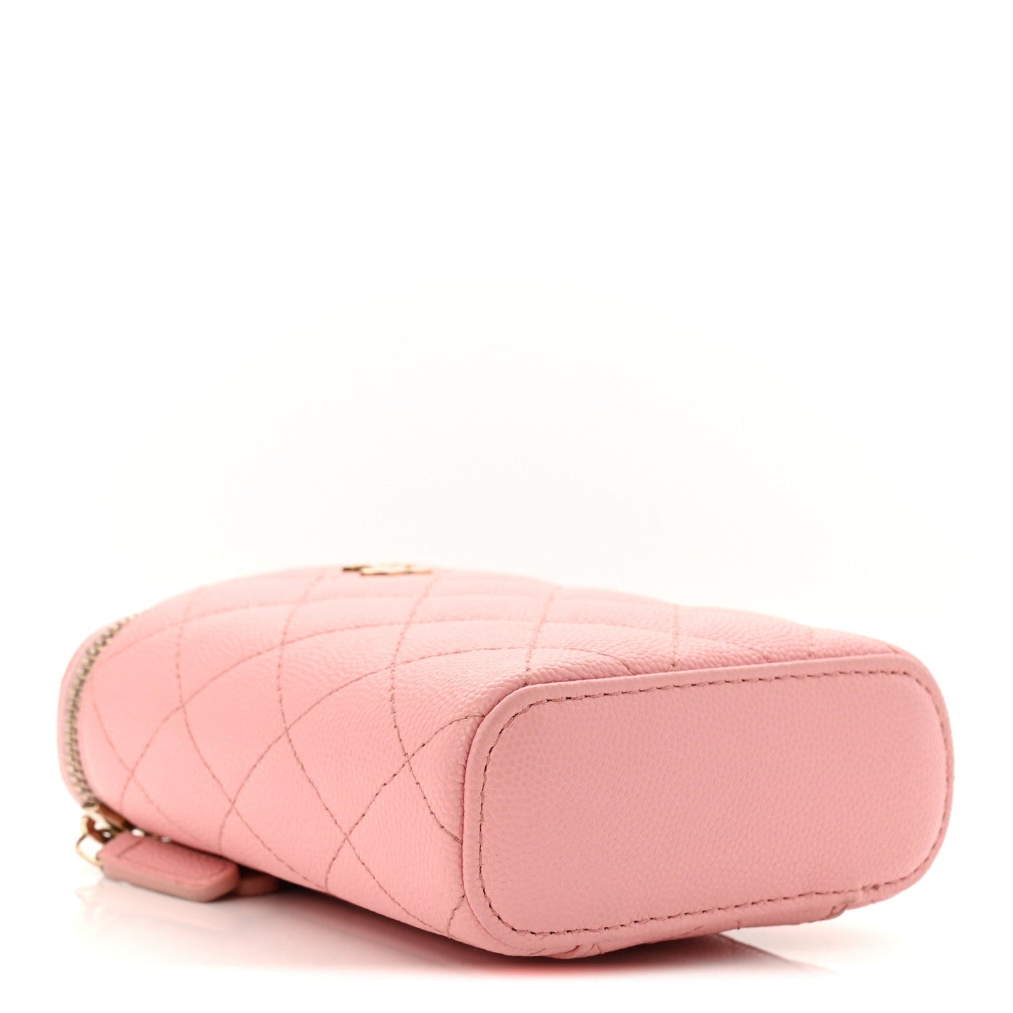 Caviar Quilted Small Vertical Coco Beauty Vanity Case With Chain Light Pink