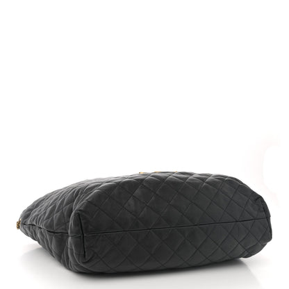 Lambskin Quilted Maxi Icare Shopping Tote Black