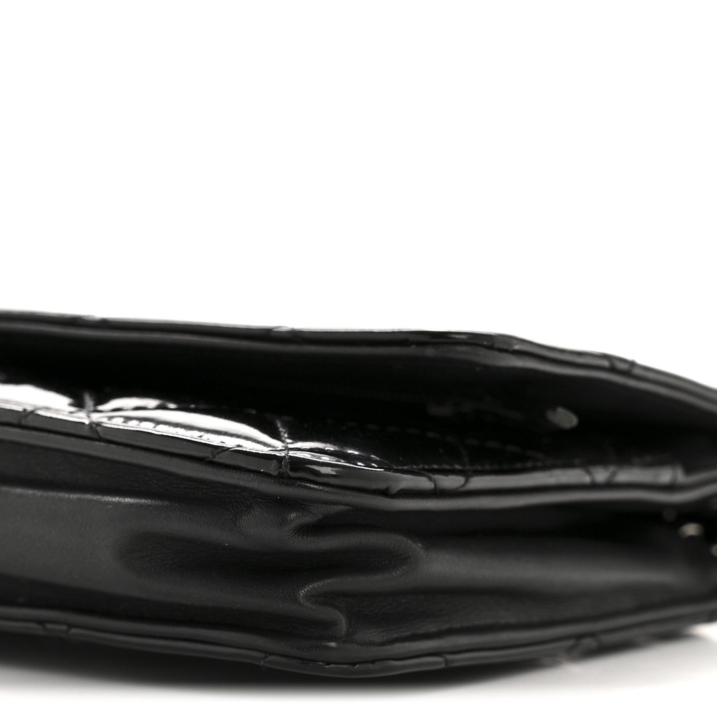 Patent Quilted Wallet On Chain WOC Black