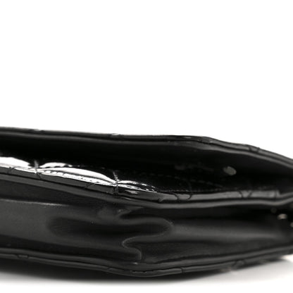 Patent Quilted Wallet On Chain WOC Black