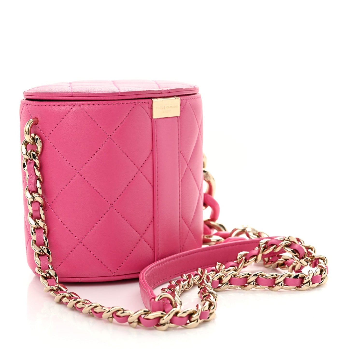 Lambskin Resin Elegant Chain Vanity Case Dark Pink